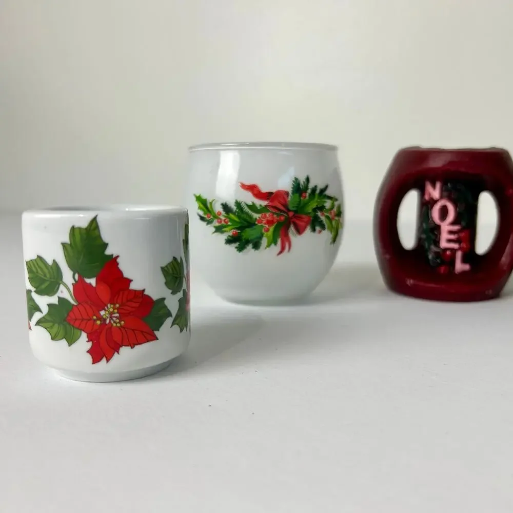 Vintage Christmas Candle Lot 2 Candles 3 Holders Japan Germany Holiday Decor